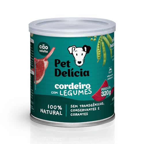 Pet Delícia Cordeiro com Legumes 320g, Alimentação Natural Super Premium para Cães Sensíveis, Peles Sensíveis