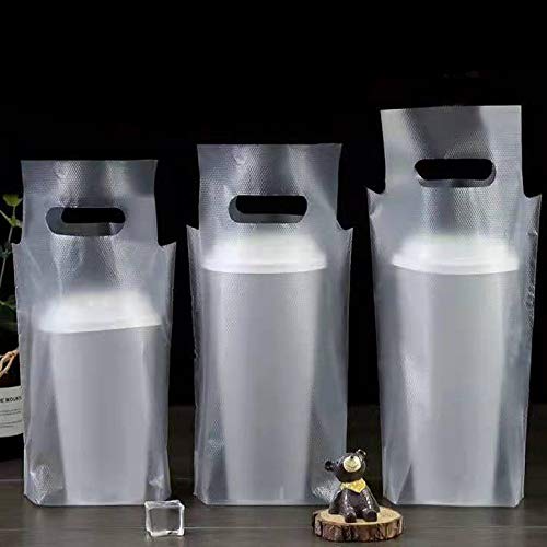 500 sacchetti trasparenti per bevande e bevande, in plastica, per la consegna, da asportare, per bar, ristoranti, caffetterie, forniture per tazze (16 x 25,9 cm