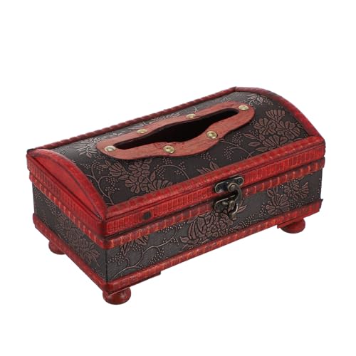 CLISPEED Caja de Pañuelos de Madera Vintage para Escritorio Diseño Artesanal Envejecido Decoración Natural para Hogar y Oficina Resistente y Caja Decorativa Multifunción