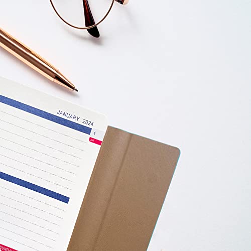 Planner 2023-2024 - Academic Planner 2023-2024, Weekly Monthly Planner For Jul 2023 - Dec 2024 [18 Month], 8.26" X 5.9" Faux Leather Cover+Magnetic Closure+Thicker Paper (Weekly-Brown) #TOP4