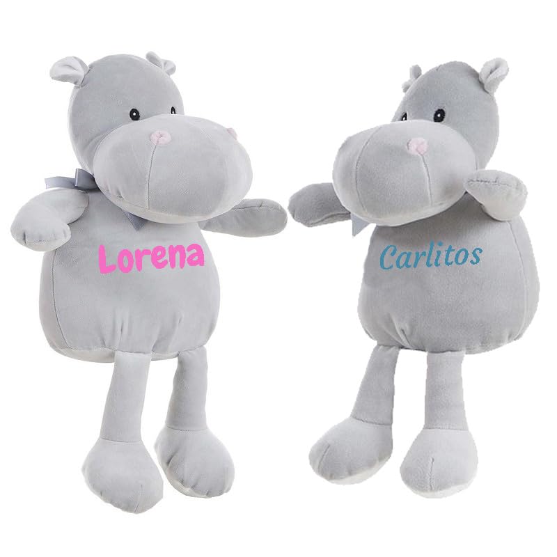 Peluche Bebe Personalizado Extra Suave Regalo Bebe Recien Nacido Niño o Niña - Cumpleaños 1 Año y Más - Personalízalo con su Nombre para un Detalle Especial (Gris)