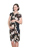 LaClef Women's Maternity Adjustable Side Tie Knee Length Printed Short Sleeve Dress
