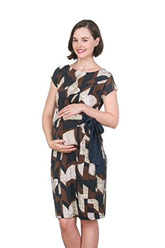 LaClef Women's Cap Sleeve Maternity Dress with Adjustable Side Tie