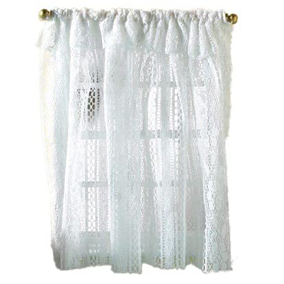 Melody Jane Dolls House White Crochet Lace Curtains Long Window Nets Miniature
