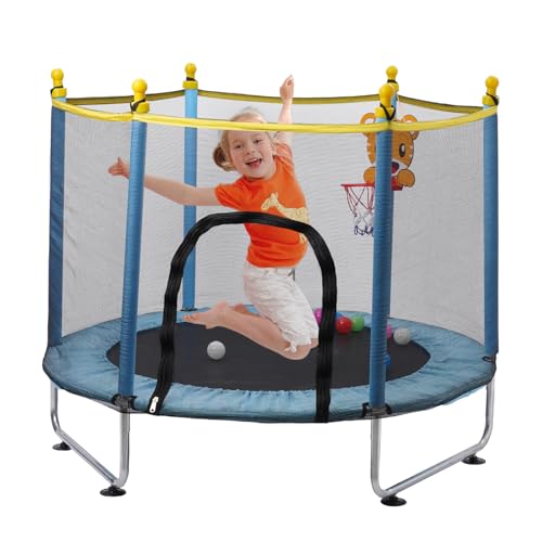 Cama Elástica Infantil 140cm con Red de Seguridad y Canasta