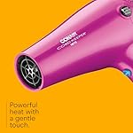 Conair Hair Dryer with Retractable Cord, 1875W Blow Dryer, 3 Heat Settings, 2 Speeds, Blow Dryer with Diffuser and Concentrator Attachments, Ionic + Tourmaline Technology, Pink - Image 4