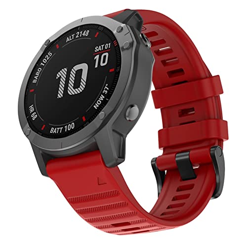Bracelet silicone 26mm rouge à libération rapide pour Fenix 7X - 3