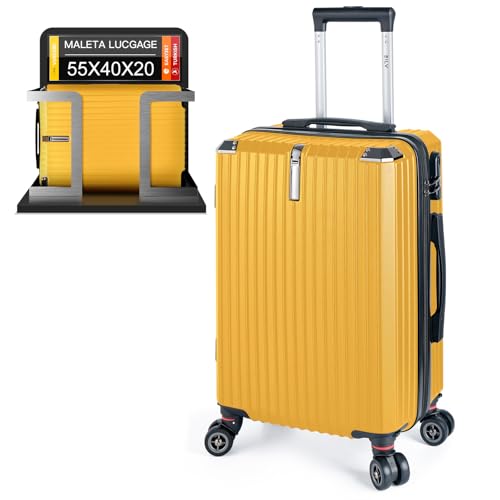 Artebeads Maleta de Cabina 55x35x23 cm, Maleta de Mano Rígida PP con Ruedas 360° Desmontables, Gancho Lateral Práctico y Cierre de Combinación, Ligera y Resistente, Amarillo Artebeads Maleta de Cabina 55x35x23 cm, Maleta de Mano Rígida PP con Ruedas 360° Desmontables, Gancho Lateral Práctico y Cierre de Combinación, Ligera y Resistente, Amarillo