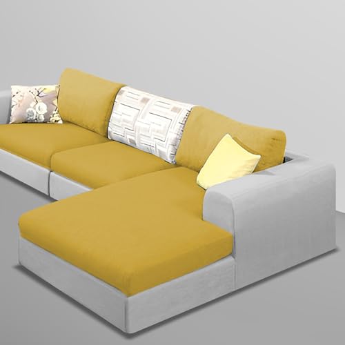 Image of Koza RHS 4 Seater L Shape Sofa Set for Living Room (Yellow Grey Fabric) Premium Fabric Sofa