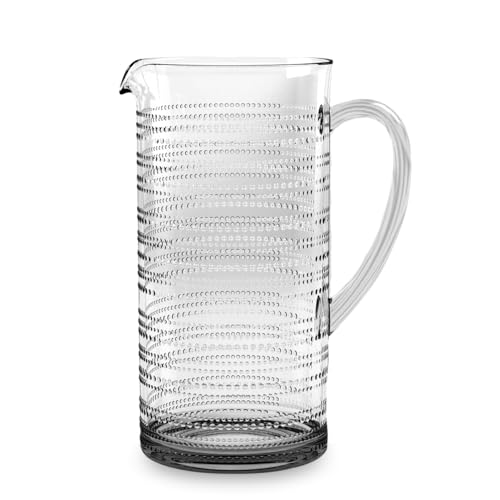 Abode Homewares Beaded 95 oz Durable Acrylic Pitcher with Handle, Shatter-Resistant and Dishwasher-Safe Indoor/Outdoor Ice Tea Jug for Juice, Lemonade, Milk, Coffee, Cold or Hot Beverages - Clear