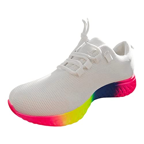 Zapatillas de correr para mujer con suela gruesa amortiguadora y tejido de punto transpirable