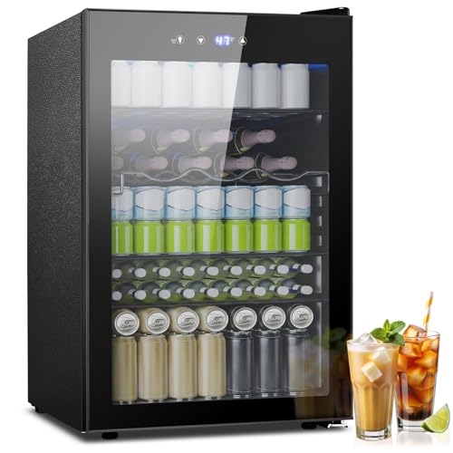 Electactic 145 Can Beverage Cooler Refrigerator, Wine Cooler 37 Bottle