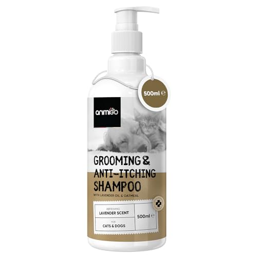 Sensitive Cat & Dog Shampoo for Itchy Skin With Natural Lavender Oil - 500ml Dog Grooming Shampoo To prevent Detangling, Bad Odour, Dandruff & Dry Skin - pH Balanced Premium Dog Shampoo for Itchy Skin