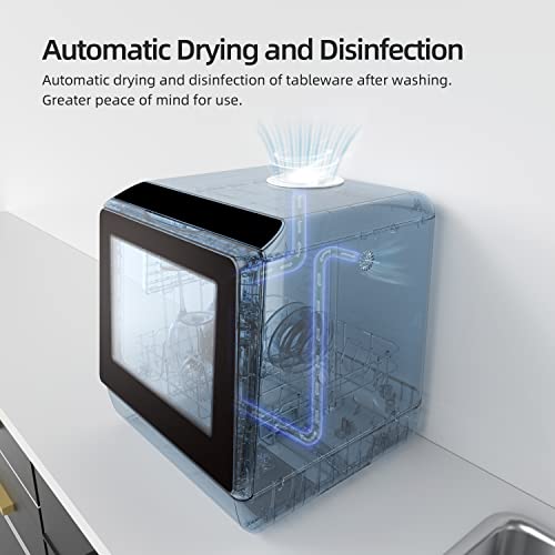 Firegas Portable Countertop Dishwasher, 5 L Built-In Water Tank & Inlet Hose, 6 Washing Programs Mini Dishwasher With Air-Dry Function And Led Light For Apartments, Dorms And Rvs #TOP4