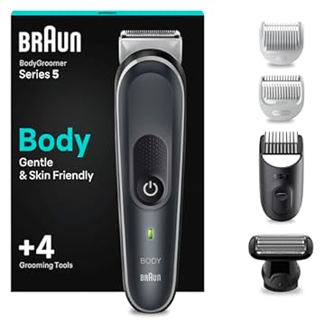 Braun Series 5 RASOIO ELETTRICO Corpo Uomo, per Petto, Ascelle, Inguine E Zone Sensibili, Con Pettini Da 1 mm A 11 mm, Tecnologia SkinShield, 100 Min Autonomia Senza Fili, BG5360
