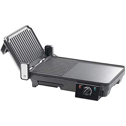Rosenstein & Söhne Grill: Elektrischer 2in1-Tischgrill mit Kontaktgrill, Grillplatte, 2.000 Watt (Elektro Tischgrill, Camping Grill, Grillpfanne) – Bild 5