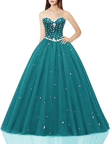 Image of Likedpage Women's Sweetheart Ball Gown Tulle Quinceanera Dresses Prom Dress