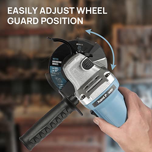 C P CHANTPOWER Angle Grinder Power Tool, 115mm 900W Corded Angle Grinder with 2X Cutting Wheel, 2X Grinding Wheel, 1X Flap Discs and Side Handle - Image 6