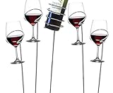 Mind Reader Picnic Wine Sticks, 5 pc Set, 5, Silver Bottle Glass Holder, 5 Count