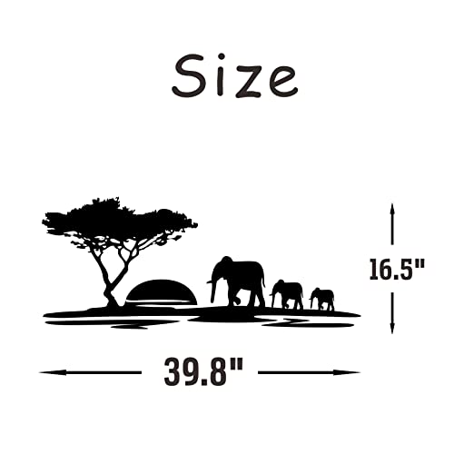 African Safari Wall Decal Africa Wild Animals Sign Nature Tree Elephant Vinyl Sticker Home Playroom Bedroom Decor Wall Art Nursery Mural Y65 (Black) #TOP5