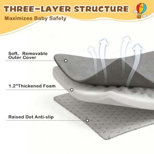 Image of Yozoia Baby Play Mat 71 x 59, Thick Baby Play Mat for Floor, Ultra Soft Playpen Mat, Machine Washable Tummy Time Foam, Non-Slip Bottom Helps Cushion, for Kids, Infant and Toddler Crawling