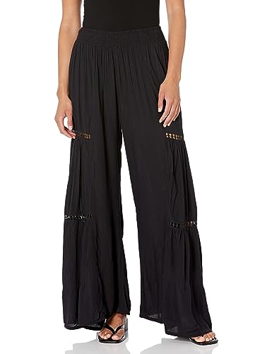 Angie Women's Wide Leg Pants with Lace Inserts