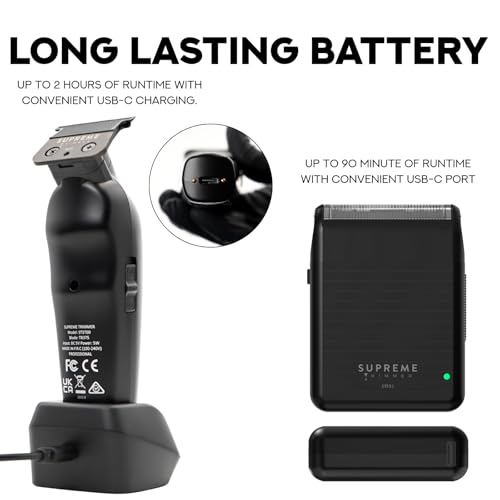 Image of Supreme Trimmer 2-in-One Vader Lite + Solo Lite Foil Shaver Kit | Barber, at Home or Travel Hair Cutting Kit | Black
