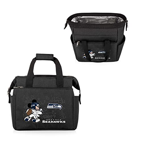 Image of PICNIC TIME NFL Mickey Mouse On The Go Lunch Bag - Soft Cooler Lunch Box - Insulated Lunch Bag, (Black)