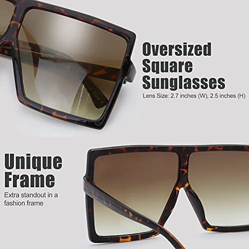 Image of The Fresh Large Oversized Fashion Square Flat Top Sunglasses - Exquisite Packaging
