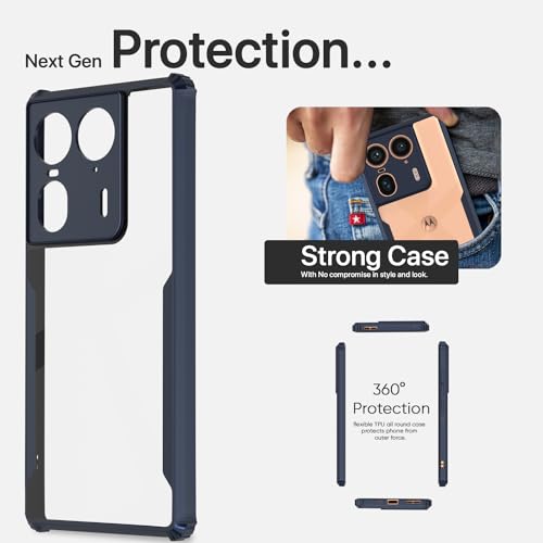 Image of Pikkme Moto Edge 50 Ultra 5G Back Cover | Crystal Clear Transparent Back | Ultra Hyrbid | Full Camera Protection | Raised Edge | Bumper Back Case (Blue)