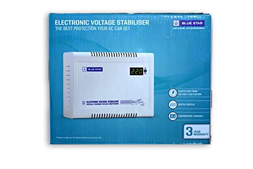 Image of Blue Star 4Kva Electronic Voltage Stabiliser (Vs415Dta-Gt) With Digital Display For 1 Ton, 1.5 Ton Acs (150V-280V, White)