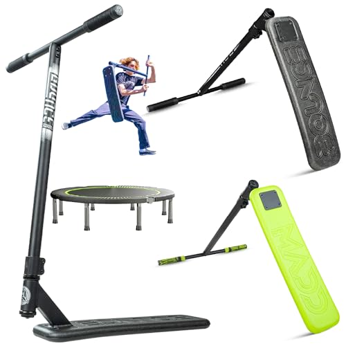 Bounce Trampoline Pro Scooter for Tricks – Real Headtube, Pro T-Bar, Foam Deck – Indoor & Outdoor Stunt Practice – Madd Gear (Black) by Madd Gear - Used condition - US$64.75