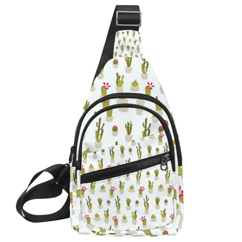 Sac de poitrine motif cactus ultra-léger et ajustable pour le sport et les loisirs quotidiens