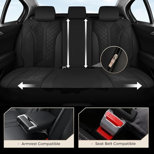 Image of Coverado Car Seat Covers, Seat Covers Full Set, Mesh Breathable Seat Protectors 5 Seats, 5-Piece Black Automotive Seat Covers, Universal Fit for SUV, Sedan, Truck