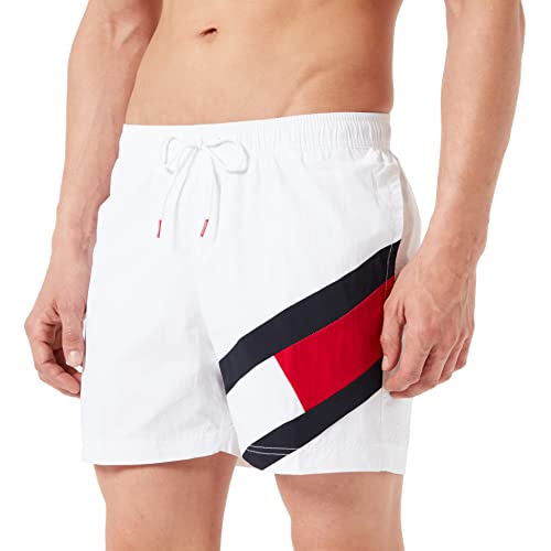 Tommy Hilfiger Herren Badehose SF Medium Drawstring Lang, Weiß (White), M