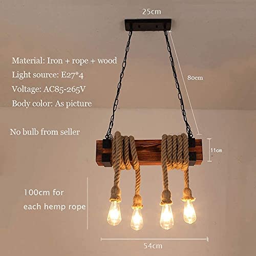 Lámpara de madera rústica de 4 luces para renovar la cafetería o bar 5