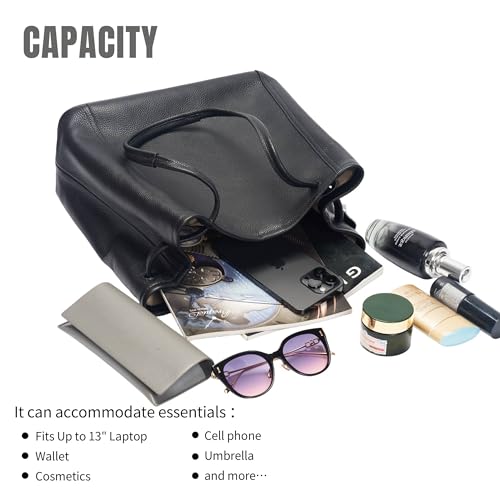 Image of Tote Bag for Women Genuine Leather Work Bag Casual Shoulder Handbags with Adjustable Strap