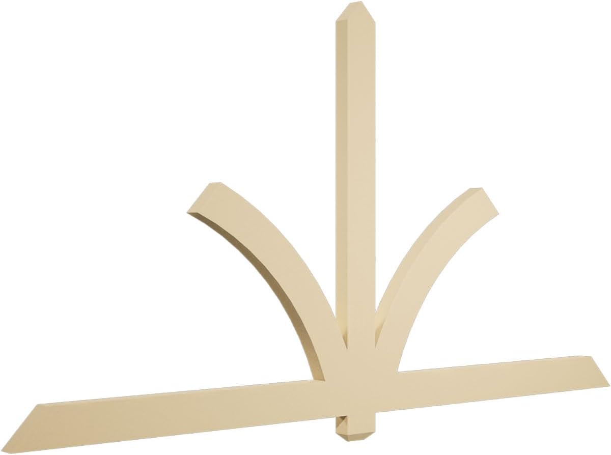 84"W x 45 1/2"H x 2"D x 4"F, 13/12 Pitch, Redmond Signature Urethane Gable Bracket, Primed Tan