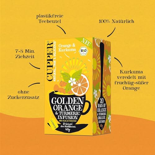 Cupper Bio Kräutertee, Orange und Kurkuma, 20 Beutel, 40 g