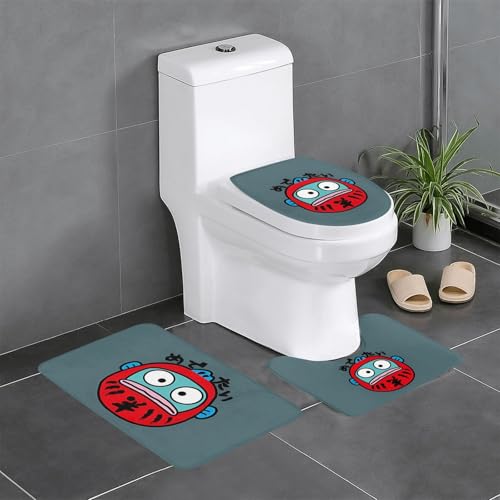 ハンギョドン かわいい アニメ 3点セット バスマット トイレマット 便座カバー フタカバー 滑り止め 吸水 人気 漫画 足ふきマット 暖房 ふんわり 洗える 抗菌 防臭