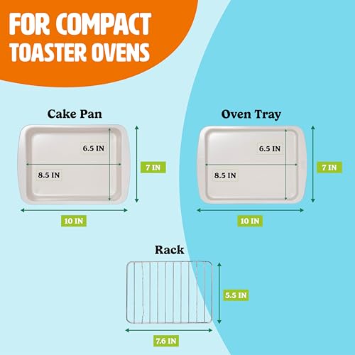 Image of Tasty Nonstick Toaster Oven Baking Set Includes Cake Pan, Oven Tray, Rack, Carbon Steel Bakeware, 3-Piece Set, Pink (Pack of 6)