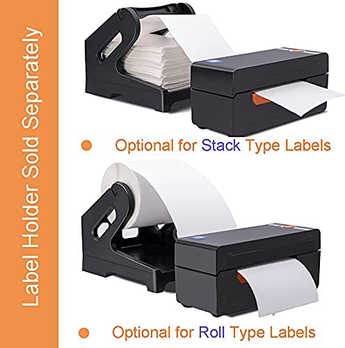 Labelprinter, USB en Bluetooth thermische stickerprinter Verzendlabelprinter Mini draagbare draadloze printer met standaard voor MAC Windows Linux, USB - Image 3