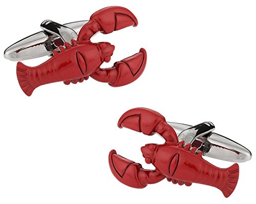 Mancuernillas con diseño langosta rojas para hombre miniatura 1