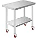 VEVOR Arbeitstisch Edelstahl 76 x 46 x 86 cm Werkbank Catering Arbeitstisch etwas 100 kg für Belastbarkeit Lebensmittel Zubereitungstisch Gewerbliche Arbeitstisch für Küche 4 verstellbare Füße