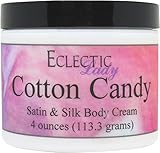 Eclectic Lady Cotton Candy Satin and Silk Cream, Body Cream, Body Lotion, 4 oz - Shea Butter, Aloe, Silk Amino Acids, Vitamin E, Phthalate-Free, Handcrafted in USA - Perfect For Women
