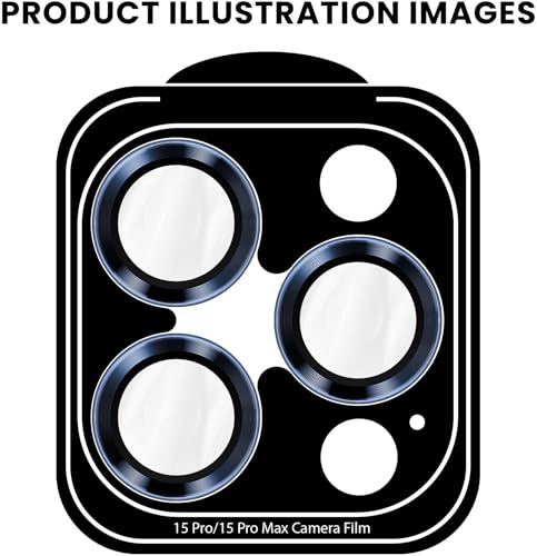 Image of ArmourPro Premium Camera Lens Protector Tempered Glass Compatible For iPhone 15 Pro max and iPhone 15 Pro Tough HD Individual Aluminum Alloy Lens Ring Cover, Scratch Resistant | Blue