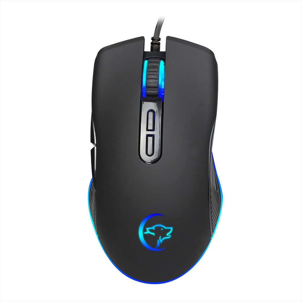 J/EG830 Wired Gaming Mouse Ergonomic Mouse with 4 Adjustable DPI Colorful Breathing Light for PC Laptop Black
