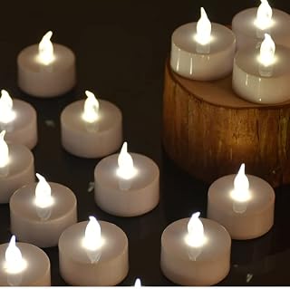 Battery Tea Lights LED Tea Lights Realistic and Bright Flickering Holiday Gift Operated Flameless LED Tea Light for Seasonal & Festival Celebration Lamp Battery Powered (24pack Warm White)