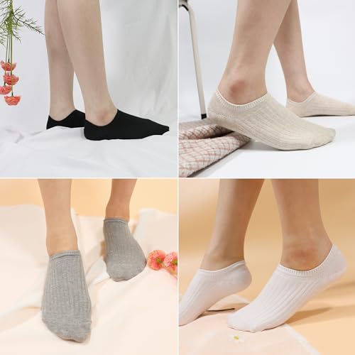 7DaysSocks Women's Men's No Show Non Slip Odor-Free Fragrant Ribbed Cotton Socks 4 Pair Set2