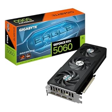 Gigabyte Placa gráfica GeForce RTX 5060 Eagle MAX OC 8G - 8 GB GDDR7, 128 bits, PCI-E 5.0, 2550 MHz Core Clock, 3X DisplayPort, 1x HDMI, NVIDIA DLSS 4, GV-N5060EAGLEMAX OC-8GD